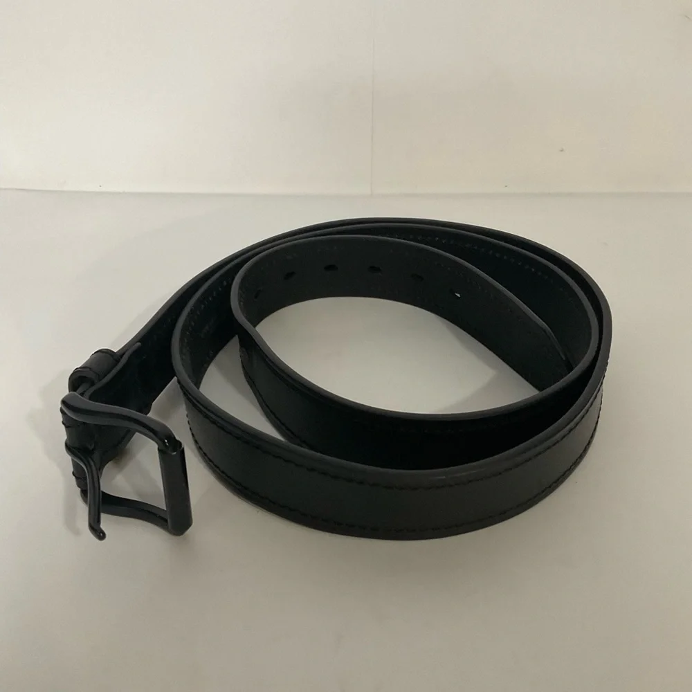 Genuine Dickies Black Leather Work Belt Dark Metal Buckle; Size: 50”-52” L; Nice